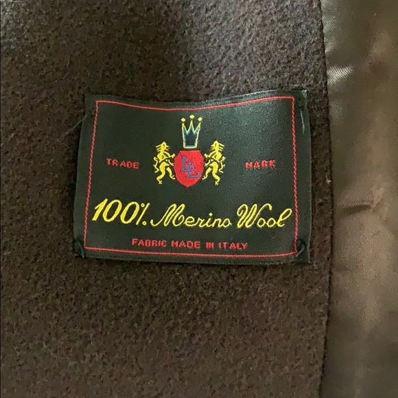 Larry Levine Chocolate Brown Fur Collar Wool 3 Button Coat - Picture 7 of 8